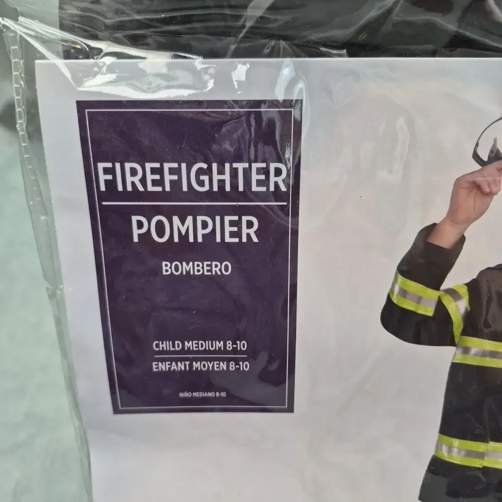 Kids Firefighter Halloween/Cosplay Costume Medium 8-10 Jacket Pants Helmet - Picture 2 of 8